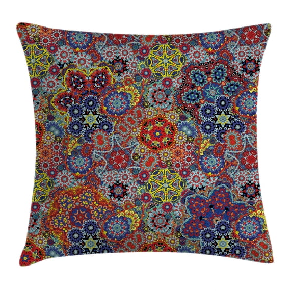 Batik Decor Throw Pillow Cushion Cover, Vintage Combined Nested Paisley Motif Oriental Feminine Cultural Indian Batik Theme, Decorative Square Accent Pillow Case, 18 X 18 Inches, Multi, by Ambesonne