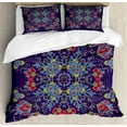thumbnail image 1 of Batik Duvet Cover Set, Bohemian Malaysian Floral Bouquet Corsage Royal, Decorative 3 Piece Bedding Set with 2 Pillow Shams, Queen Size, Quartz Multicolor, by Ambesonne, 1 of 3