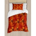 thumbnail image 1 of Batik Duvet Cover Set, Grungy Distressed Nostalgic Victorian Style Flower Petals Romantic Female Retro Design, Decorative 2 Piece Bedding Set with 1 Pillow Shams, Twin Size, Orange, by Ambesonne, 1 of 3