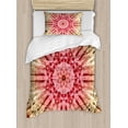 thumbnail image 1 of Batik Duvet Cover Set Twin Size, Gradient Circle Batik Pattern with Spectral Pleats and Distressed Spots Image Print, Decorative 2 Piece Bedding Set with 1 Pillow Sham, Red Brown, by Ambesonne, 1 of 3