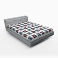 thumbnail image 1 of Batik Fitted Sheet, Geometric Square Shaped Lines Forms with Detail Folk Batik Image, Soft Decorative Fabric Bedding, Full Size, Multicolor, by Ambesonne, 1 of 2