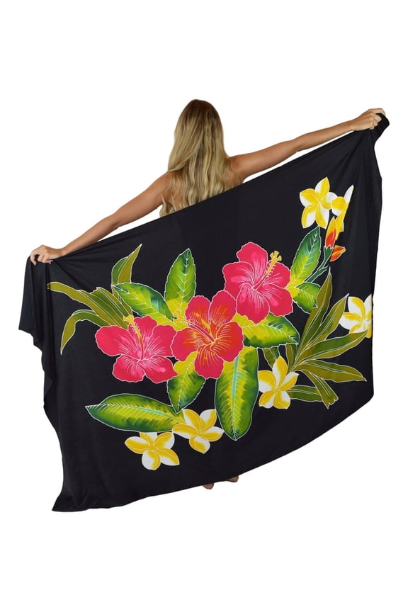 Batik Sarong | Handpainted | Hibiscus Black | Pareo