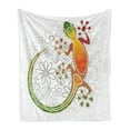 thumbnail image 1 of Batik Soft Flannel Fleece Throw Blanket, Native Southeast Common House Gecko Moon Lizard Tropical Monster Graphic Design, Cozy Plush for Indoor and Outdoor Use, 70" x 90", Multicolor, by Ambesonne, 1 of 5