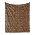 thumbnail image 1 of Batik Soft Flannel Fleece Throw Blanket, Oriental Paisley Leaves Motif with Persian Malaysian Effects, Cozy Plush for Indoor and Outdoor Use, 70" x 90", Sand Brown Chestnut Brown, by Ambesonne, 1 of 5