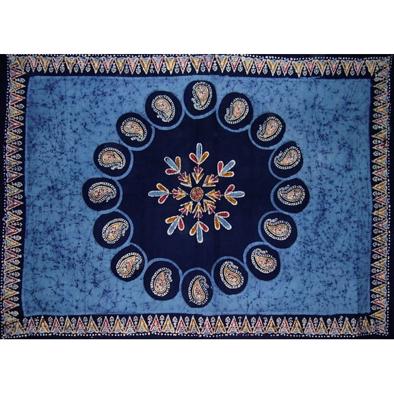 Batik Tapestry Cotton Spread 106" x 70" Twin Blue