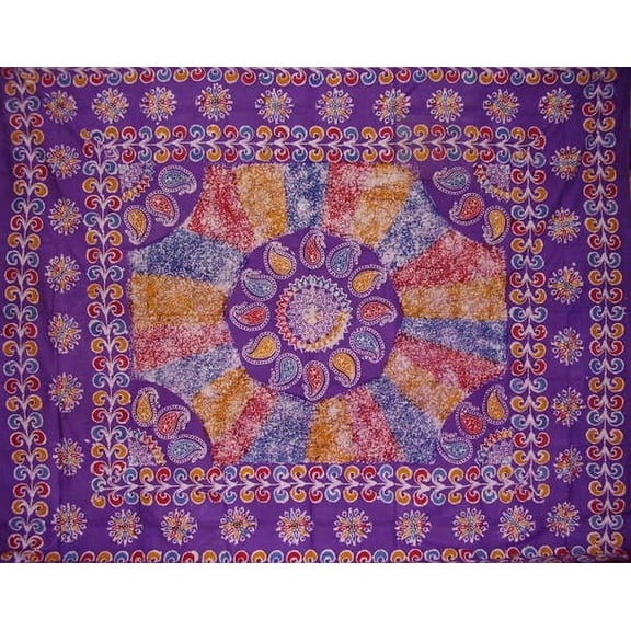 Batik Tapestry Cotton Spread 106" x 70" Twin Purple