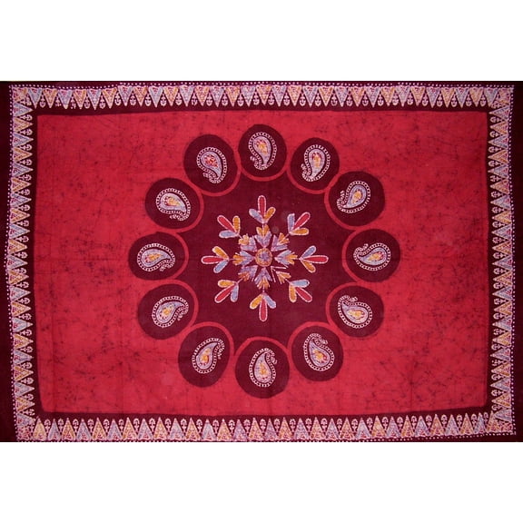 Batik Tapestry Cotton Wall Hanging or Tablecloth 90" x 60" Red