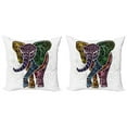 thumbnail image 1 of Ambesonne Animal Throw Pillow Cover 2 Pack, Floral Tribal Shapes, 24", Multicolor, 1 of 5