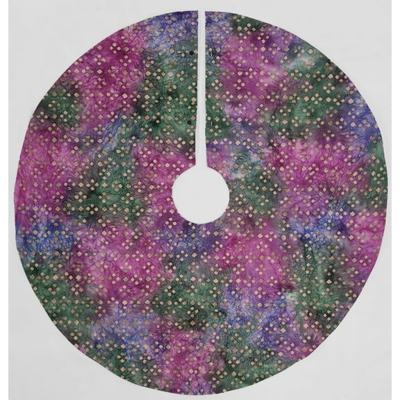 Batik Tie Dye Christmas Tree Skirt By Penny's Needful Things (Pink Purple Green Diamond) (Round)