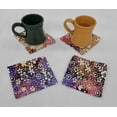 thumbnail image 1 of Batik Tie Dye Cloth Coasters by Penny's Needful Things (Set of 4) Pink Purple Brown Floral, 1 of 2