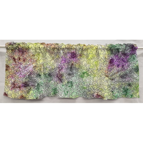 Batik Tie Dye Curtain Panels by Penny's Needful Things (Set of 2) 84 Inch Long LINED (Purple Green Swirl)