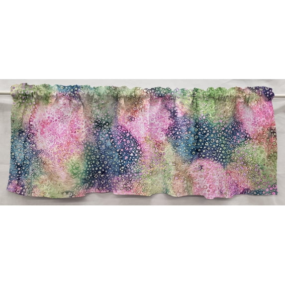 Batik Tie Dye Curtain Panels by Penny's Needful Things (Set of 2) 84 Inch Long UNLINED (Pink Blue Green Spots)
