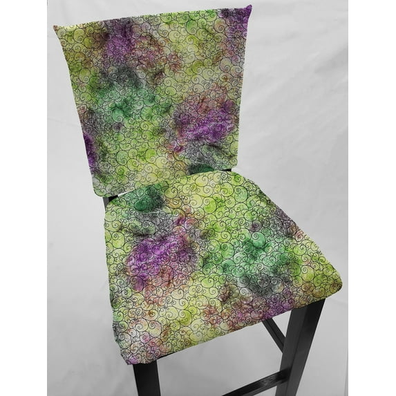 Batik Tie Dye Dining Room Chair Back Covers or Seat Covers by Penny's Needful Things (Chair Back Cover Only) (17 W x 17 H CHAIR BACK) (Purple Green Swirl)