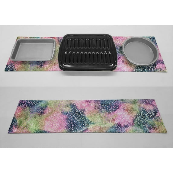 Batik Tie Dye Hot Pads or Hot Pad Runner by Penny's Needful Things (Small: 11 x 18) (Pink Blue Green Spots)