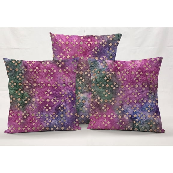 Batik Tie Dye Pillowcase / Pillow Cover by Penny's Needful Things (14 x 24) (Pink Purple Green Diamond)