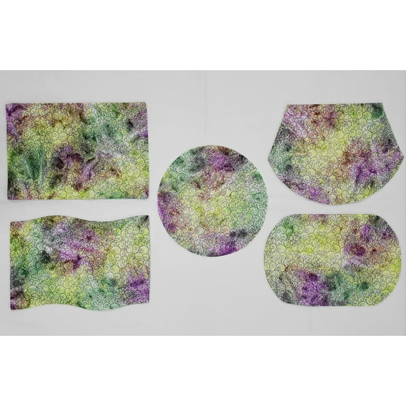 Batik Tie Dye Placemats by Penny's Needful Things (Oval - Set of 4) (Purple Green Swirl)