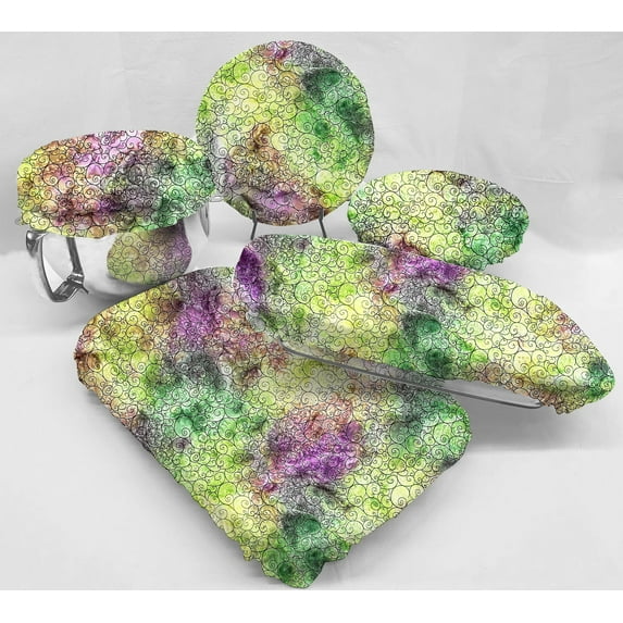 Batik Tie Dye Reusable Fabric Bowl and Casserole Pan Covers by Penny's Needful Things (2 Casserole Pan Covers) (Purple Green Swirl)