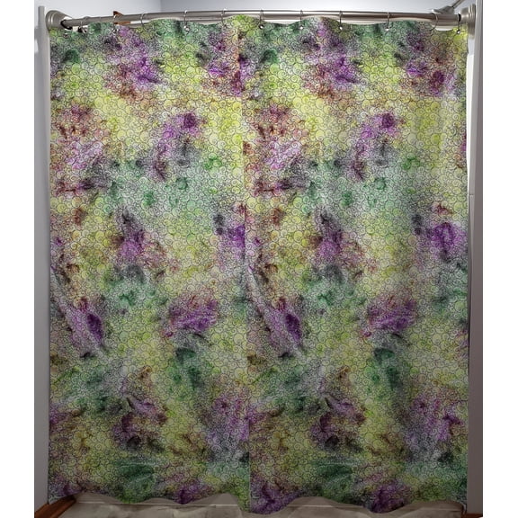 Batik Tie Dye Shower Curtain by Penny's Needful Things (Purple Green Swirl)