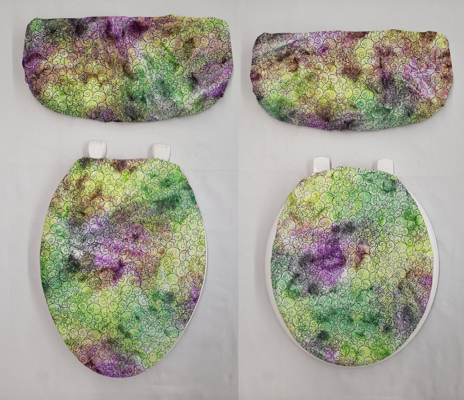 Biyejit Toilettendeckel Set Marmor Leopard - WC Tank Cover Mit Elastischem Rand