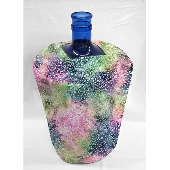 Batik Tie Dye Water Bottle Cover by Penny's Needful Things (5 Gallon Cover)(Top Spout) (Pink Blue Green Spots)