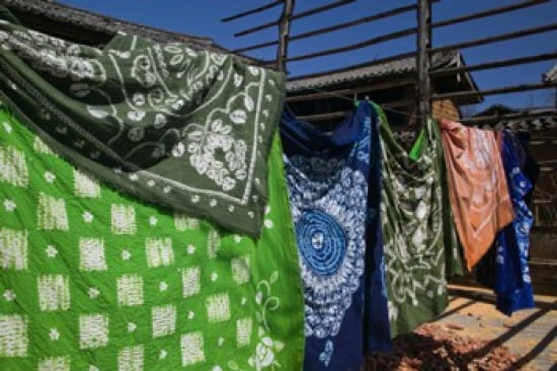 Batik fabric souvenirs at a market stall Baisha Lijiang Yunnan Province China Canvas Art - Panoramic Images (36 x 24)