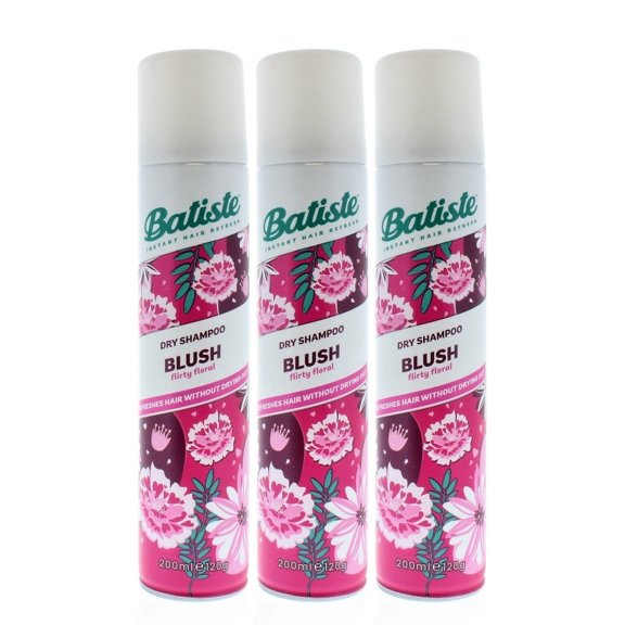 Batiste Dry Shampoo Blush Floral 200ml 3 Pack Instant Hair Refresh 120g
