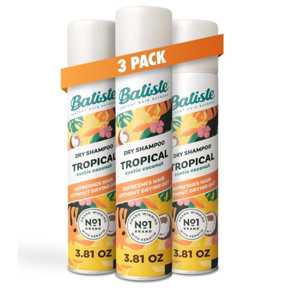 Batiste Dry Shampoo Coconut & Exotic Tropical 3.81oz (3 PACK)
