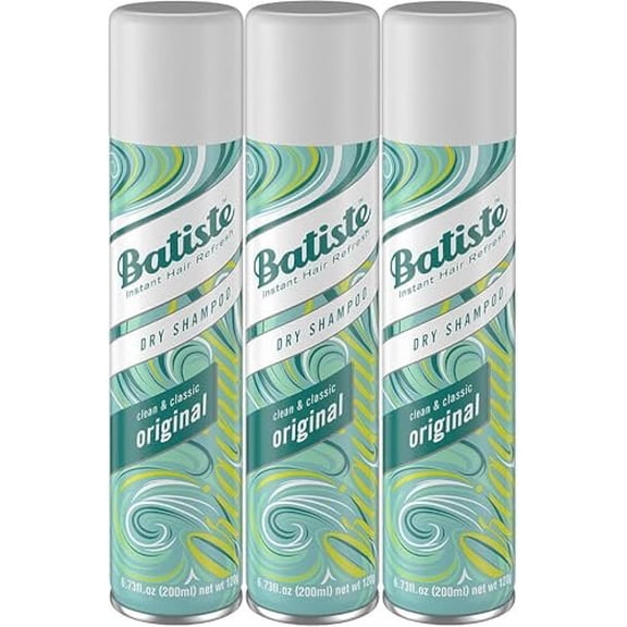 Batiste Dry Shampoo, Original Fragrance, Refresh Hair and Absorb Oil Between Washes, Waterless Shampoo for Added Hair Texture and Body, 6.35 OZ Dry Shampoo Bottle, Pack of 3