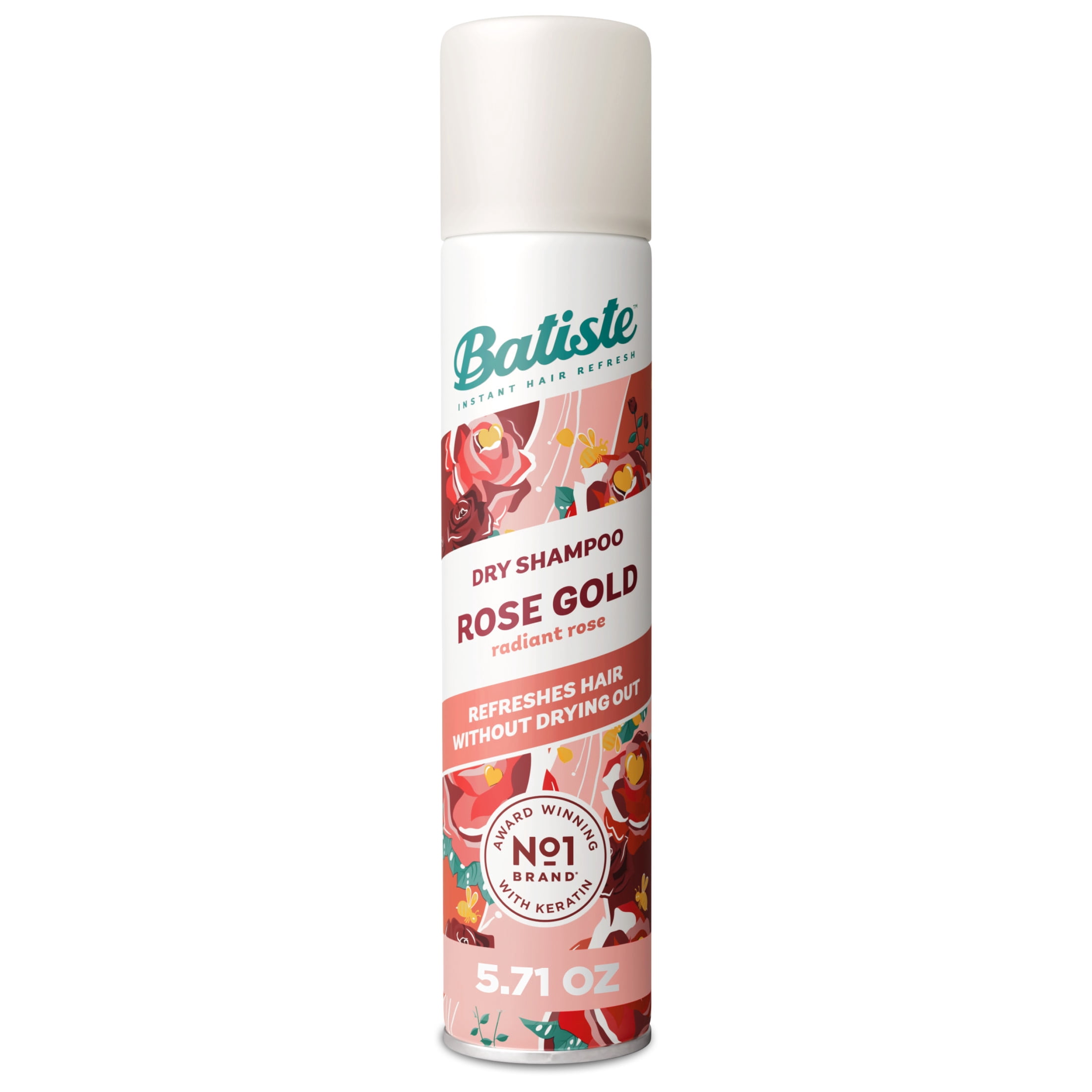 Batiste Rose Gold Dry Shampoo, Absorbs Oil & Grease, Rose Scent, 5.71 oz