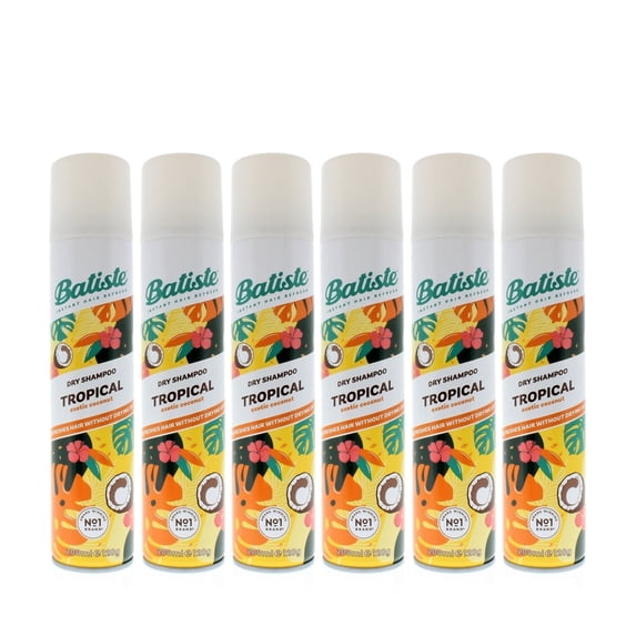Batiste Dry Shampoo Tropical Coconut 200ml 120g 6-Pack Waterless Formula