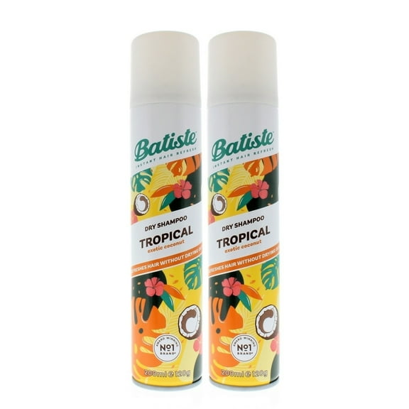 Batiste Dry Shampoo Tropical Coconut 200ml 2-Pack Waterless Oil Control 120g