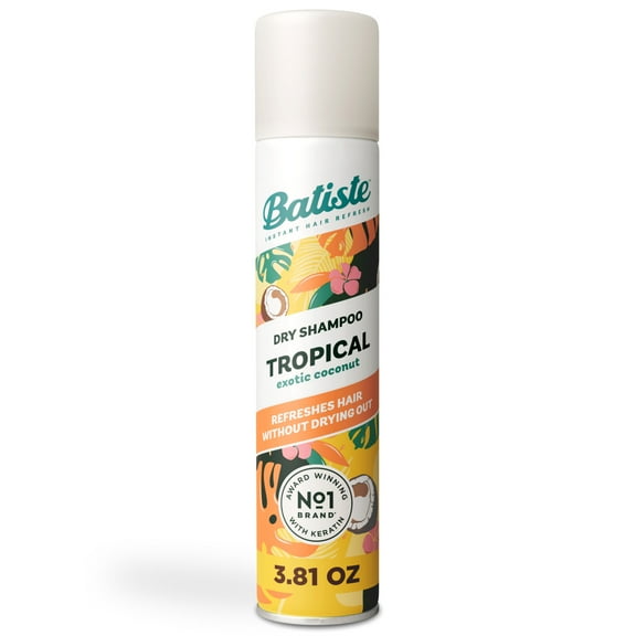 Batiste Tropical Dry Shampoo, Absorbs Oil & Grease, Tropical Fragrance, 3.81 oz