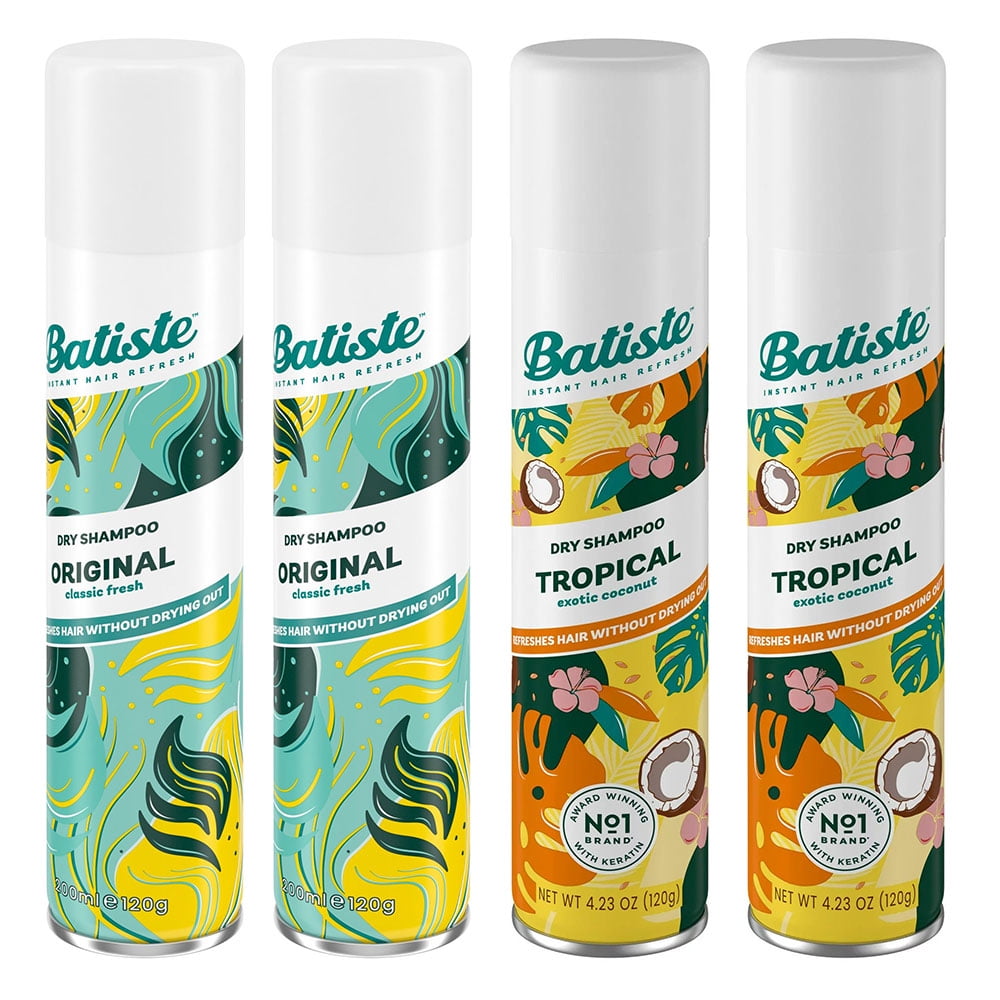 Batiste Dry Shampoo Tropical & Original 4.23oz (4Pack)