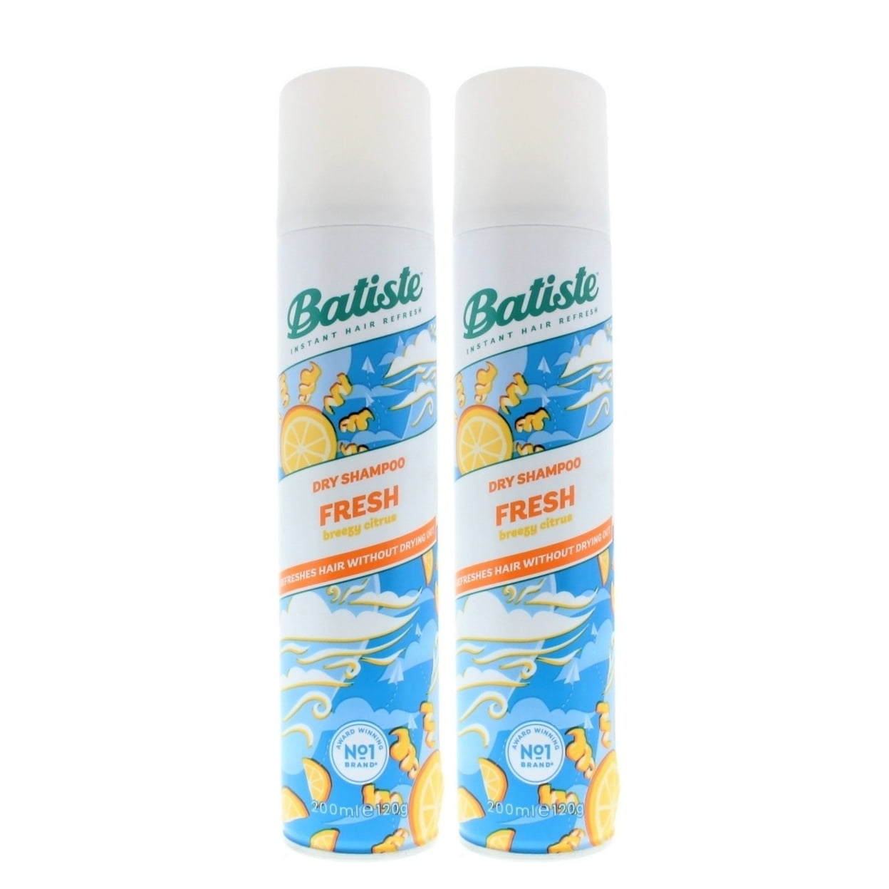 Batiste Dry Shampoo Fresh Breezy Citrus 200ml 120g 2 Pack Oil Control