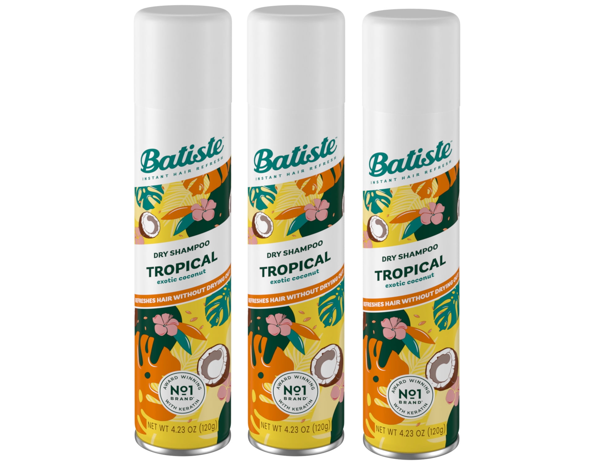 komponent prop ankel Batiste Instant Hair Refresh Dry Shampoo Tropical Exotic Coconut Fragrace,  4.23 oz - 3 Pack - Walmart.com