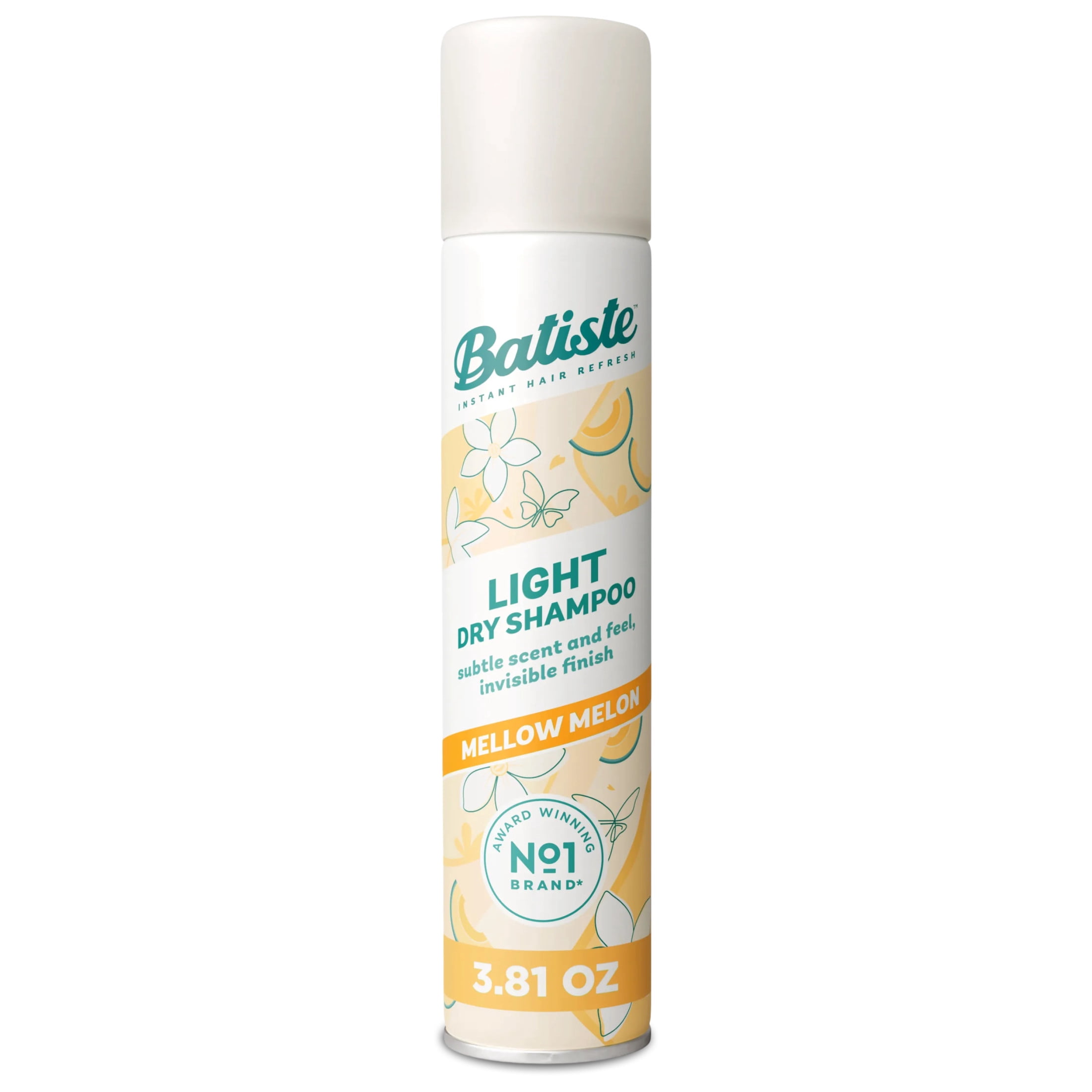 Batiste Light Dry Shampoo, Mellow Melon, Subtle Scent and Invisible Finish, 3.81 Oz.