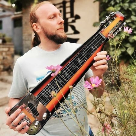 Batking Lap Steel Guitar 20.75 in Headstock Electric Guitar, Sunburst with Gig Bag