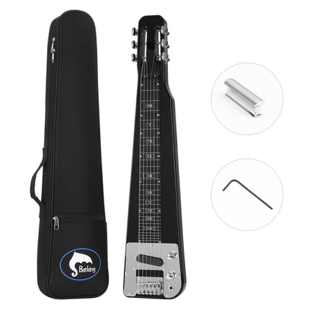 Batking Lap Steel Guitar Slide Slotted Headstock 6-String Black 29 Inch Steel Guitar