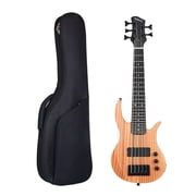 Batking Brown 5 String Fretted Electric Ubass Mini Ukulele Bass with Gig Bag