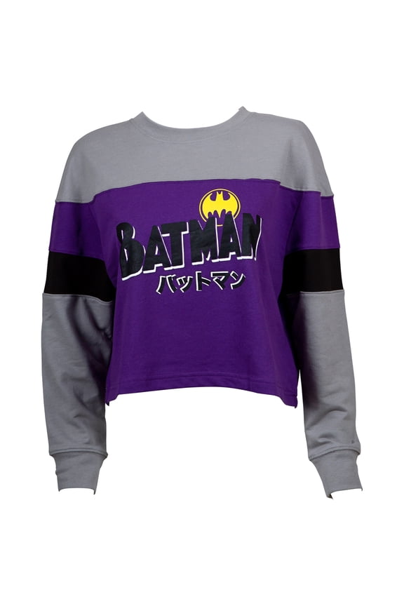 112149-x Batman Juniors Long Sleeve Crop Top - Extra Large