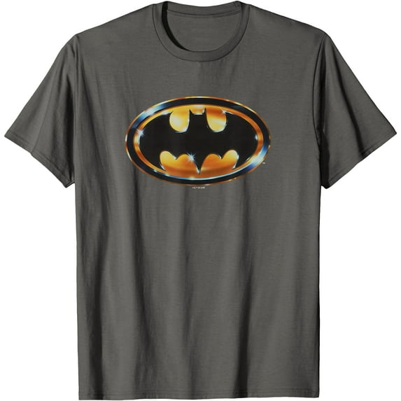 Batman (1989) Shiny Graphic Logo DTG Print Unisex T-Shirt,Charcoal Color,Size 3XL