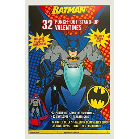 Batman 32 Punch-Out Stand-Up Valentine Cards, Includes Teachers Card