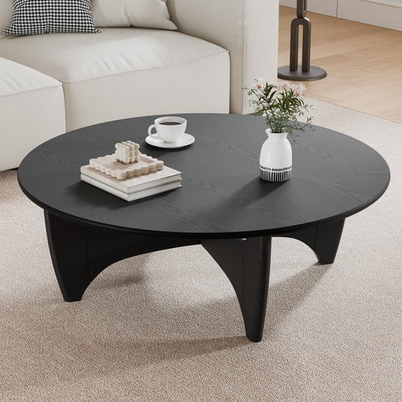 Batman 38"x38"x16" Solid Wood Coffee Table Round Coffee Table,Black