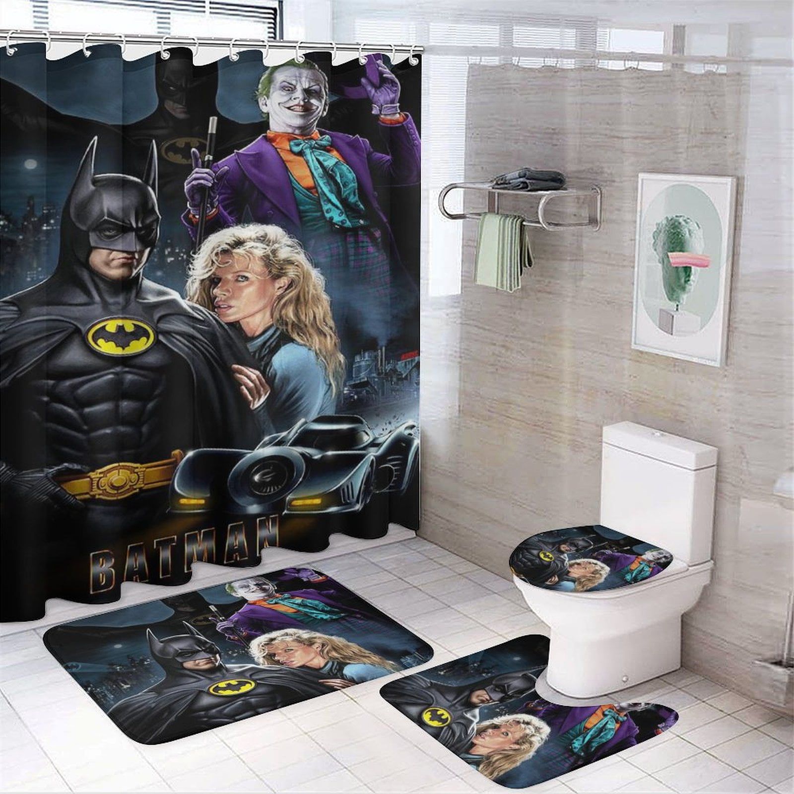 Justice League Bathroom Decor Personalized Superhero Shower Curtain,