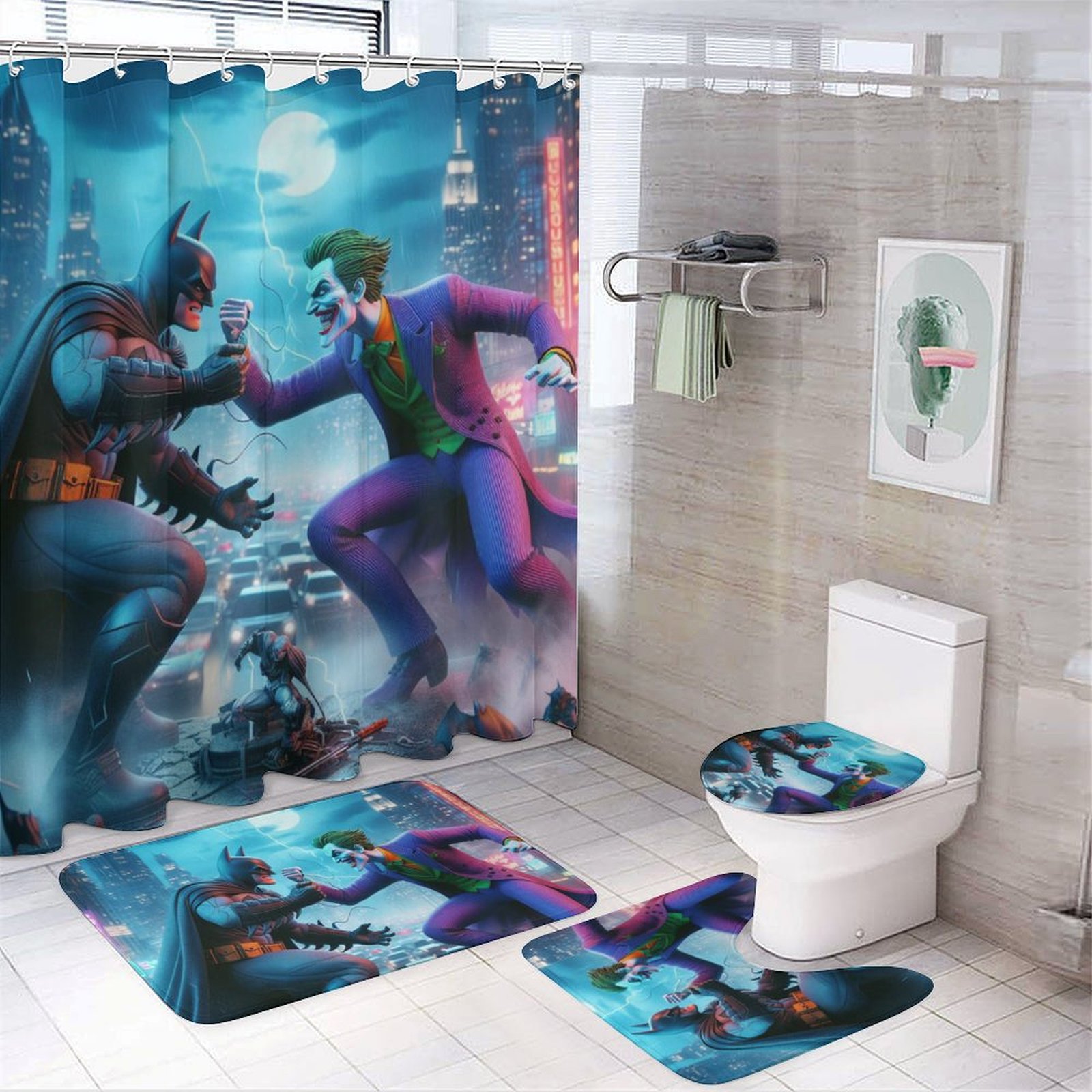 Justice League Bathroom Decor Personalized Superhero Shower Curtain,