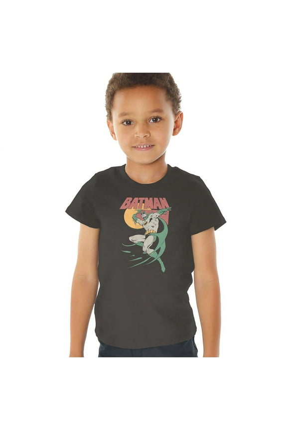 Batman 70'S Batman Kids T Shirt (2) for Youth Toddler Boys and Girls, Charcoal