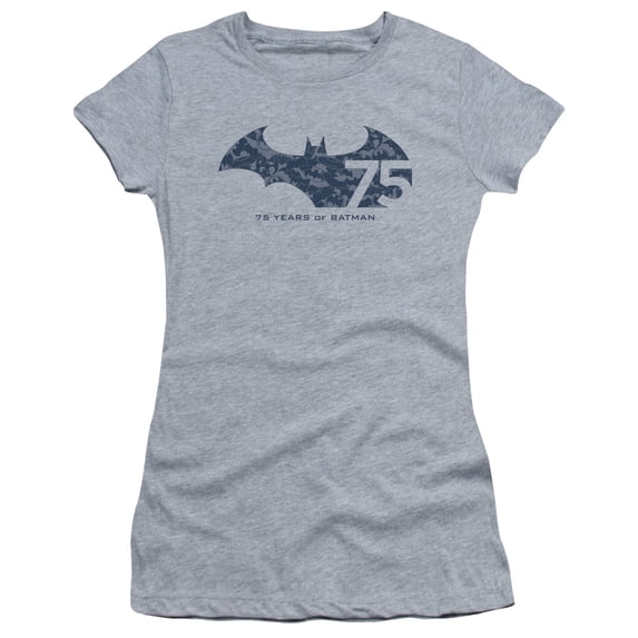 Batman 75 Year Collage S/S Junior Women's T-Shirt Sheer-Athletic Heather