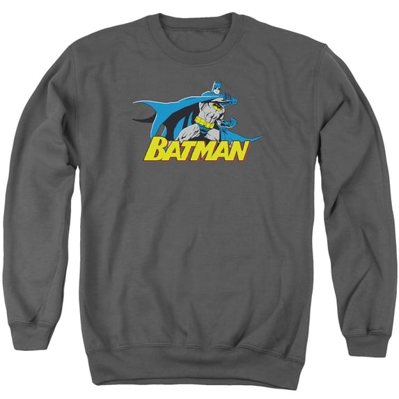 Batman 8 Bit Cape Adult Crewneck Sweatshirt Charcoal