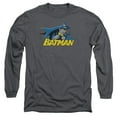 thumbnail image 1 of Batman 8 Bit Cape Long Sleeve Adult 18/1 T-Shirt Charcoal, 1 of 1