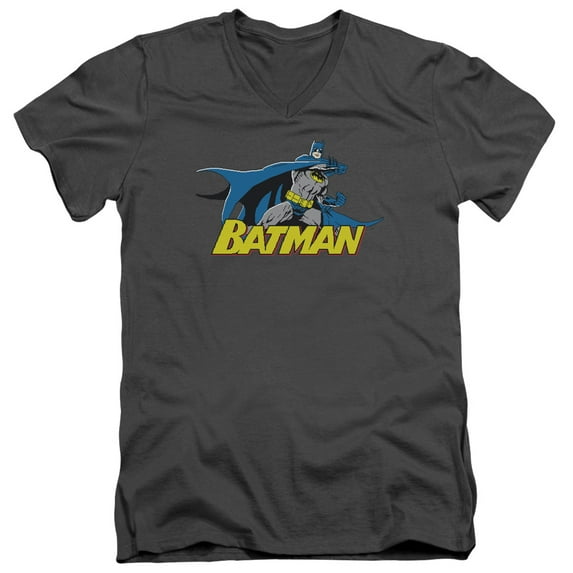 Batman - 8 Bit Cape - Slim Fit V Neck Shirt - Large
